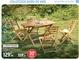 Intermarché Set repas pliant bois 4 personnes offre