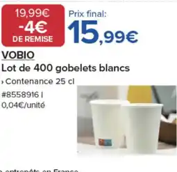 Costco VOBIO Lot de 400 gobelets blancs offre