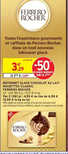 Intermarché Hyper Bâtonnet glace chocolat au lait noisettes classic offre