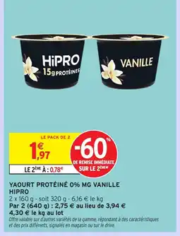 Intermarché Hyper YHIPRO aourt protéiné 0% mg vanille offre