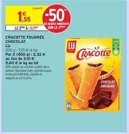 Intermarché Hyper LU Cracotte fourrée chocolat offre