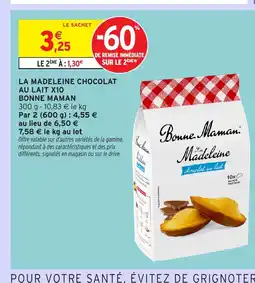 Intermarché Hyper BONNE MAMAN La madeleine chocolat au lait x10 offre