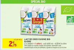 Intermarché Hyper BJORG Lait de coco cuisine bio offre