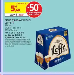 Intermarché Hyper LEFFE Bière d'abbaye rituel offre