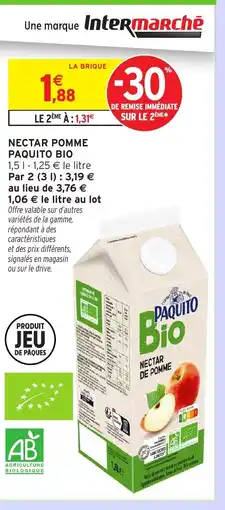 Intermarché Hyper PAQUITO BIO Nectar pomme offre
