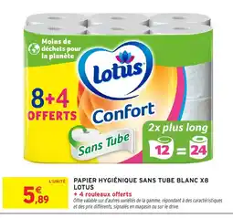 Intermarché Hyper LOTUS Papier hygiénique sans tube blanc x8 offre