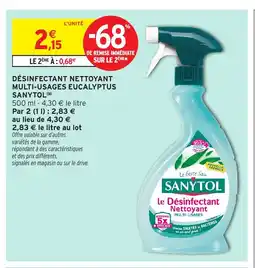 Intermarché Hyper SANYTOL Désinfectant nettoyant multi-usages eucalyptus offre