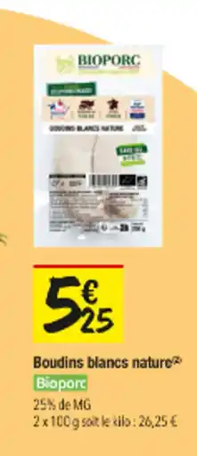Les Comptoirs de la Bio BIOPORC Boudins blancs nature offre