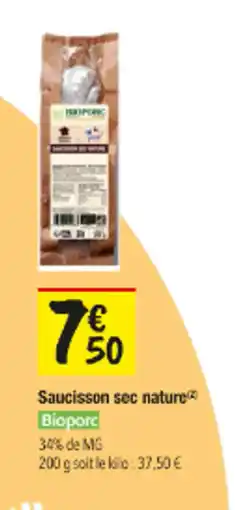Les Comptoirs de la Bio BIOPORC Saucisson sec nature offre