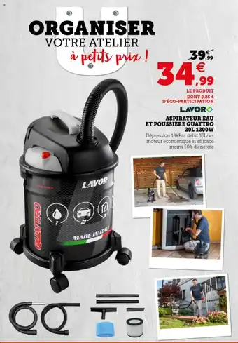 Super U Aspirateur Eau Et Poussiere Quattro offre