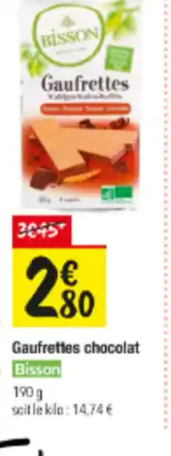 Les Comptoirs de la Bio BISSON Gaufrettes chocolat offre