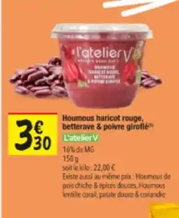 Les Comptoirs de la Bio L'ATELIER V Houmous haricot rouge, betterave & poivre girofle offre