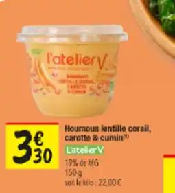 Les Comptoirs de la Bio L'ATELIER V Houmous lentille corail, carotte & cumin offre