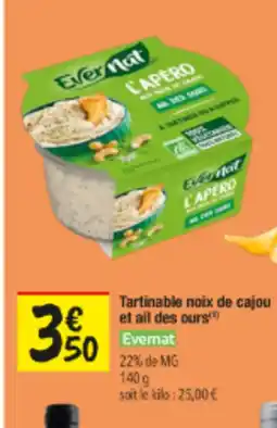 Les Comptoirs de la Bio EVERNAT Tartinable noix de cajou et ail des ours offre