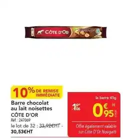 METRO Côte d'or - barre chocolat au lait noisettes offre