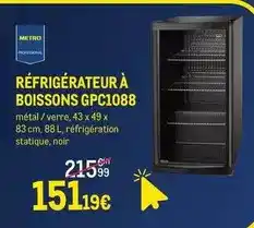 METRO Metro - réfrigérateur à boissons gpc1088 offre