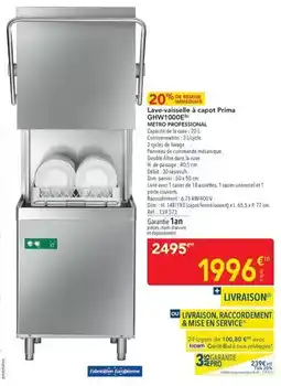 METRO Metro - lavavajillas a capot gbhy100be offre