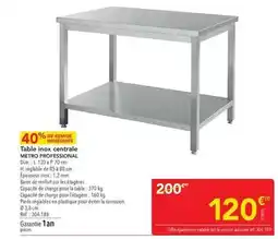 METRO Metro - table inox centrale offre