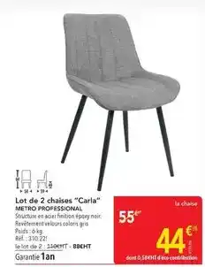 METRO Metro - lot de 2 chaises carla offre