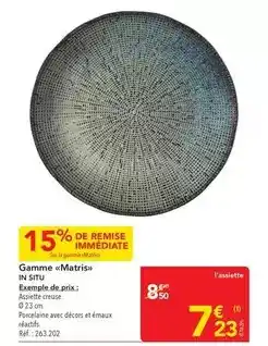 METRO In situ - gamme mattris offre