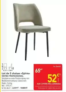 METRO Metro - lot de 2 chaises sylvie offre