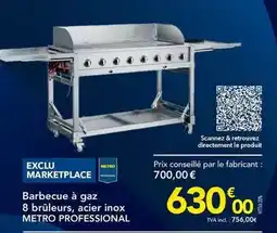 METRO Metro - barbecue à gaz 8 brûleurs, acier inox offre