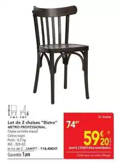 METRO Metro - lot de 2 chaises bistro offre