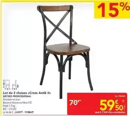 METRO Metro - lot de 2 chaises cross antik ii offre