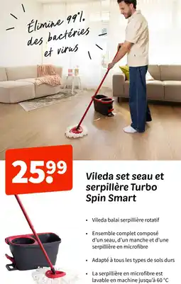 Wibra VILEDA set seau et serpillère Turbo Spin Smart offre