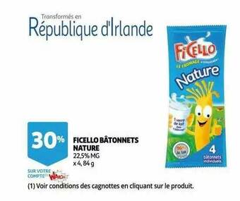 Auchan Ficello Bâtonnets Nature offre