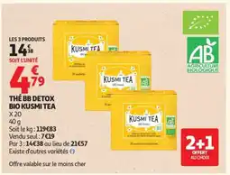 Auchan THÉ BB DETOX BIO KUSMI TEA offre