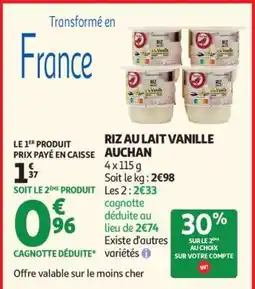 Auchan RIZ AU LAIT VANILLE AUCHAN offre