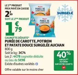 Auchan Purée De Carotte, Potiron Et Patate Douce Surgelée Auchan offre