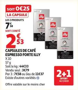 Auchan CAPSULES DE CAFÉ ESPRESSO FORTE ILLY offre
