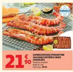Auchan Gambas Rouges D'argentine Sauvages Entières Crues Congelées offre