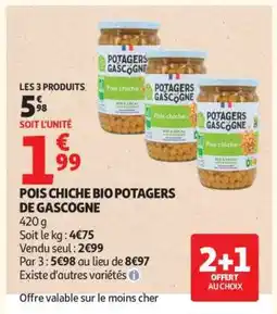 Auchan Pois Chiche Bio Potagers De Gascogne offre
