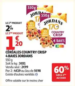 Auchan CÉRÉALES COUNTRY CRISP 4 BAIES JORDANS offre