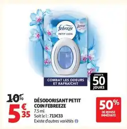 Auchan DÉSODORISANT PETIT COIN FEBREEZE offre
