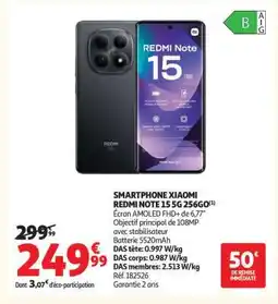 Auchan SMARTPHONE XIAOMI REDMI NOTE 15 5G 256GO offre