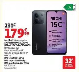 Auchan SMARTPHONE XIAOMI REDMI 15C 5G 4/256 GO offre