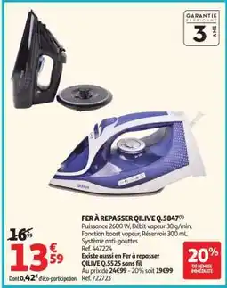 Auchan FER À REPASSER QILIVE Q.5847 offre