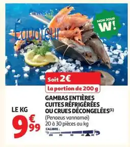 Auchan Gambas Entières Cuites Réfrigérées Ou Crues Décongelées offre