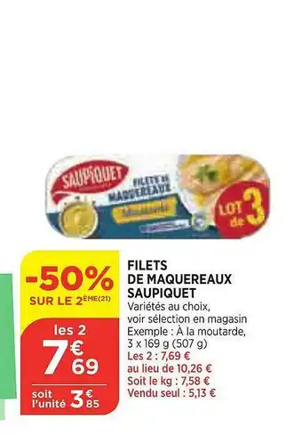 Bi1 Filets De Maquereaux Saupiquet offre