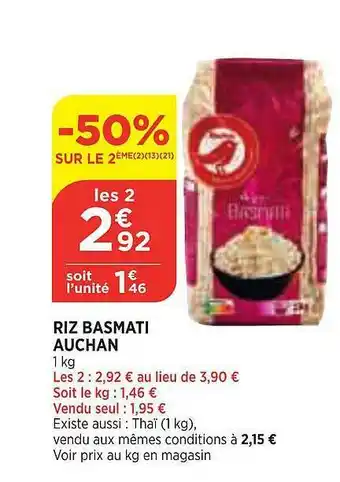 Bi1 Riz Basmati Auchan offre
