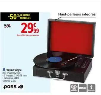 Carrefour Platine Vinyle Poss offre