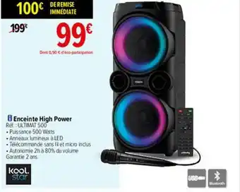 Carrefour Enceinte High Power Kool Star offre