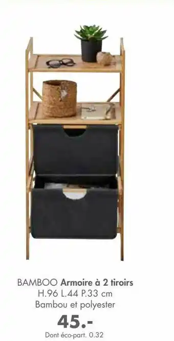 Bamboo Armoire à 2 Tiroirs