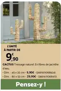 Bricomarché Dim - cactus tressage naturel. en fibres de jacinthe offre