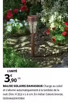Bricomarché Dim - balise solaire damasque offre