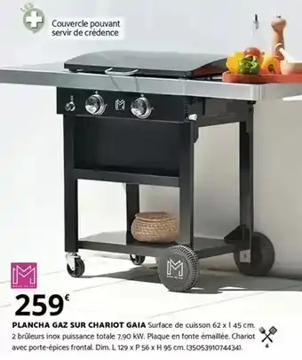 Gaia - plancha gaz sur chariot